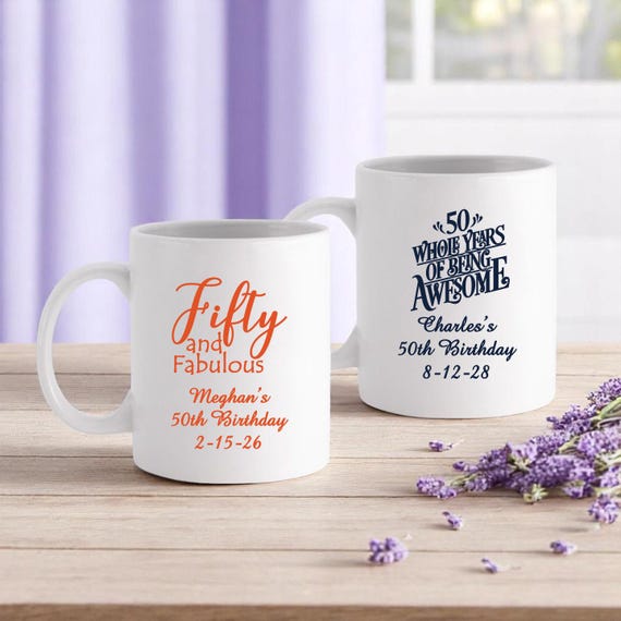 Set of 12 Personalized Custom Coffee Mug - 50th Birthday, Fiftieth Birthday  Coffee Party Favors, Coffee Birthday Favor {SKU#877} - Etsy