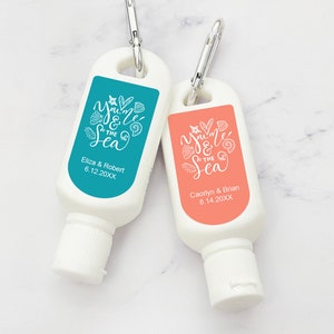 You, Me & The Sea Mini Personalized Sunscreen SPF30, Personalized Beach Wedding Party Peel-and-stick Label Sunscreen Favor 909, Set of 12