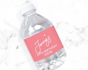 Custom Birthday Name Personalized Water Bottle Labels, Personalized Birthday Party Water Bottle Labels 910, Set of 12
