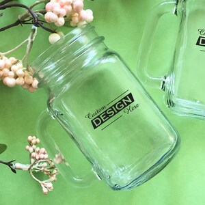 Set of 12 Personalized Custom Logo Large Marge Jar, Corporate Custom Design Glassware 16 Ounce Mason Party Favors