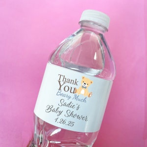 Set of 12 // Personalized Water Bottle Labels - Thank you Beary Much // Personalized Water Bottle Labels 813