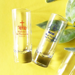 Set of 24 Personalized Custom Tall Shot Glass - First Holy Communion, Religious Communion Shot Glass Favors Primera Comunión Favor 870
