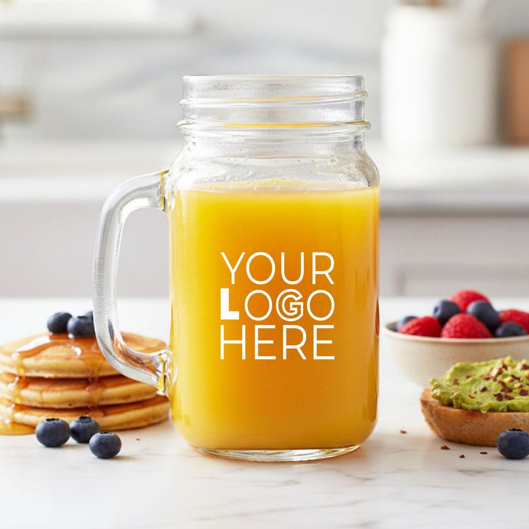 Personalized Logo Mason Jar Set: Custom Corporate Design, 16 Oz Party ...