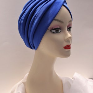 Blue elegant turbans, pre-tied turbans, stylish red turban, stretch turban hijab, Turban head wrap, Blue Adult Turban, Cute blue Turban