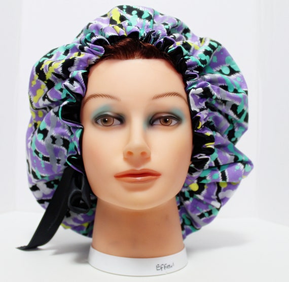 Reversible Ankara And Satin Hair Bonnet Blue Ankara Bonnet Etsy