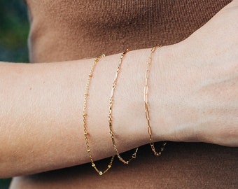 Conjunto de pulsera de oro Pulsera de cadena de oro Joyas impermeables Joyas de verano Pulsera apilable Pulsera minimalista