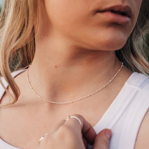 Sterling Silver Ball Chain Necklace Satellite Necklace Waterproof Necklace Necklaces for Her Everyday Necklace Simple Jewelry