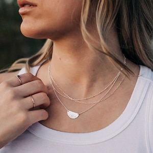 Sterling Silver Layered Necklace Set Stacked Necklace Choker Necklaces for Her Layering Necklace