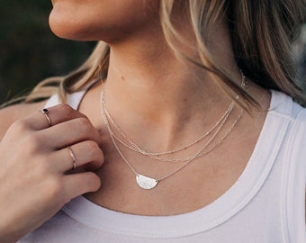 Sterling Silver Layered Necklace Set Stacked Necklace Choker Necklaces for Her Layering Necklace