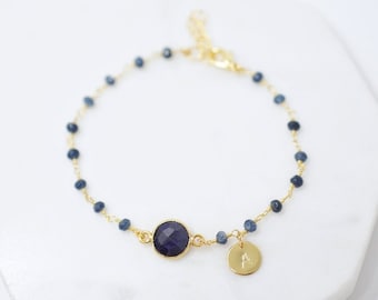 Custom Sapphire Bracelet Charm Bracelet for Women  Custom Bracelet Initial Bracelet Personalized Jewelry Custom Gifts