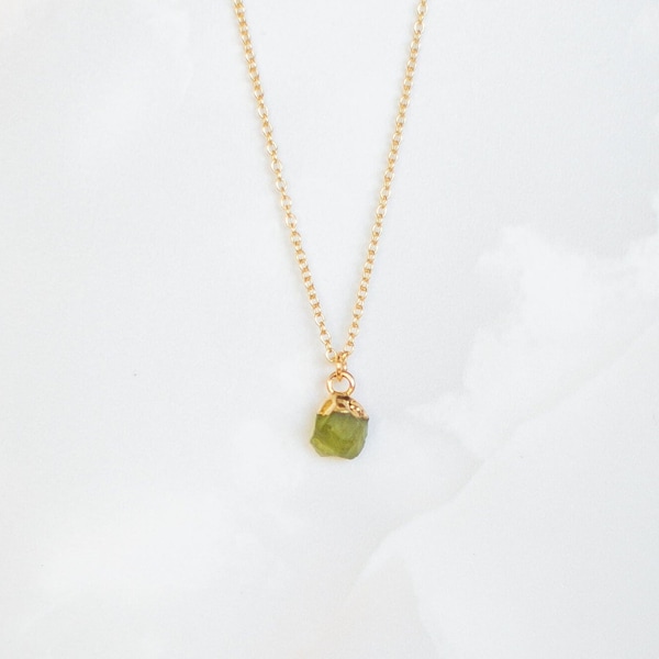 Raw Peridot Necklace Raw Peridot Pendant Necklace Natural Peridot Pendant Necklace August Birthstone