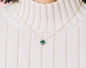 Genuine Emerald Necklace Natural Emerald Jewelry Necklaces for Women Simple Necklace Green Stone Necklace