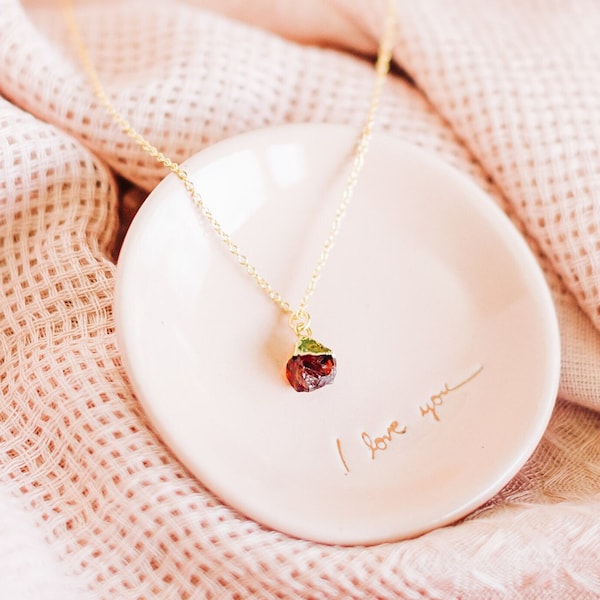 Raw Garnet Necklace Raw Crystal Necklace Raw Stone Necklace Red Garnet Pendant Gold Garnet Jewelry Natural Garnet Necklace