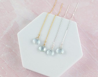 Blue Topaz Earrings Threader Earrings Dangle earrings Drop Earrings Long Earrings Something Blue Jewelry
