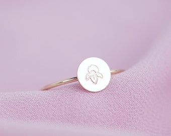 Violet Birth Flower Ring for Women Gold Filled Handmade Rings Birth Flower Jewelry December Ring