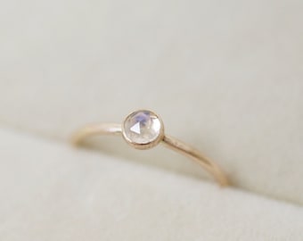 Rainbow Moonstone Ring June Birthstone Ring Everyday Ring 14K Gold Ring Simple Gold Ring 3rd Anniversary Gift