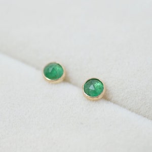 Genuine Emerald Stud Earrings Natural Emerald Earrings Small Stud Earrings Dainty Stud Earrings Simple Stud Earrings