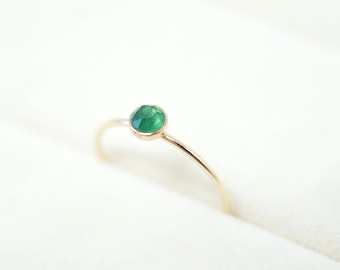 Gold Emerald Ring May Birthstone Ring Dainty Ring Emerald Jewelry 14K Solid Gold Ring Green Gemstone Ring