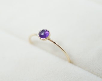 Gold Amethyst Ring February Birthstone Ring Gold Purple Ring Dainty Promise Ring 6th Anniversary Gift for Her