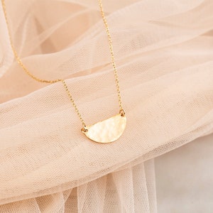 Minimalist Necklace Simple Gold Necklace Gold Filled Necklace Dainty Gold Necklace for Her Half Circle Necklace