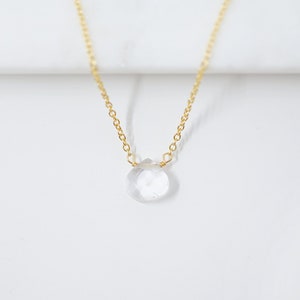 Clear Quartz Necklace Clear Quartz Pendant Necklace Crystal Necklace Dainty Gold Necklace Minimalist Necklace