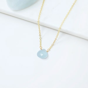 Genuine Aquamarine Necklace Aquamarine Jewelry Aquamarine Pendant Necklace March Birthstone Necklace Gold Blue Necklace