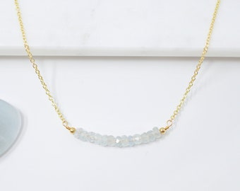 Aquamarine Necklace Necklaces for Women Gemstone Bar Necklace March Birthstone Necklace Dainty Necklace Gemstone Necklace