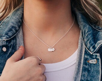 Sterling Silver Letter Necklace Initial Necklace Engraved Necklace Family Necklace Silver Coin Necklace