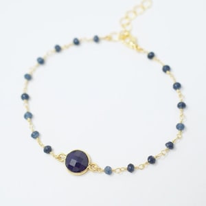 Sapphire Bracelet Sapphire Birthstone Bracelet Gemstone Bracelet for Women Birthstone Jewelry Tiny Beaded Bracelet Gifts for Her