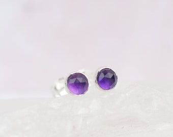 Sterling Silver Amethyst Earrings Sterling Silver Stud Earrings Amethyst Jewelry February Birthstone Earrings