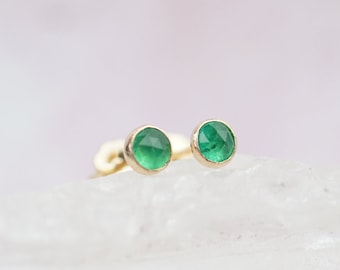 Genuine Emerald Stud Earrings Natural Emerald Earrings Small Stud Earrings Dainty Stud Earrings Simple Stud Earrings