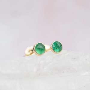 Genuine Emerald Stud Earrings Natural Emerald Earrings Small Stud Earrings Dainty Stud Earrings Simple Stud Earrings image 1