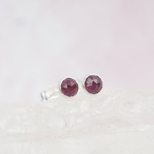 Sterling Silver Ruby Earrings Ruby Jewelry July Birthstone Earrings for Women Dainty Stud Earrings Small Stud Earrings Gemstone Earrings