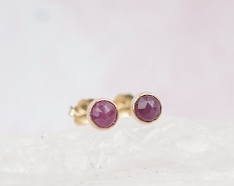 14K Gold Ruby Earrings Gold Stud Earrings July Birthstone Earrings for Women Gemstone Earrings Ruby Jewelry
