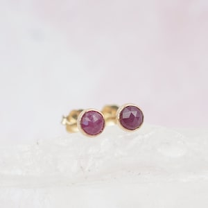 14K Gold Ruby Earrings Gold Stud Earrings July Birthstone Earrings for Women Gemstone Earrings Ruby Jewelry
