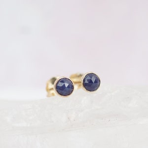 Sapphire Earrings Solid Gold Earrings Sapphire Jewelry Everyday Earrings September Birthstone Earrings