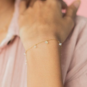 Opal Bracelet Dainty Gold Bracelet Crystal Bracelets for Women Birthstone Bracelet Gemstone Bracelet Dainty Gold Bracelet