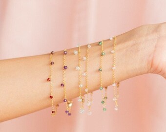Dainty Bracelet Gemstone Bracelet 50th Birthday Gift Bridesmaid Jewelry Birthstone Bracelet Gold Filled Bracelet