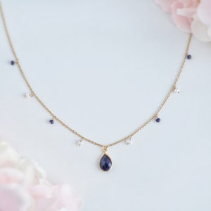 Sapphire Necklace Sapphire Birthstone Necklace Sapphire Pendant Necklace Statement Necklace Necklace for Women September Birthstone
