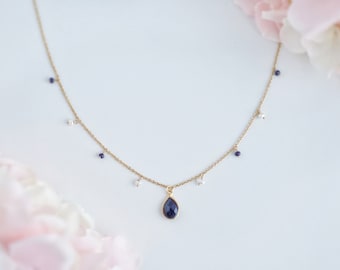 Sapphire Necklace Sapphire Birthstone Necklace Sapphire Pendant Necklace Statement Necklace Necklace for Women September Birthstone