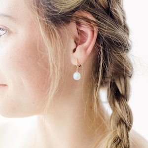 Genuine Moonstone Earrings Silver Hoop Earrings Gold Hoop Earrings Huggie Hoop Earrings Tiny Hoop Earrings Mini Hoop Earrings