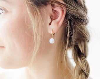 Genuine Moonstone Earrings Silver Hoop Earrings Gold Hoop Earrings Huggie Hoop Earrings Tiny Hoop Earrings Mini Hoop Earrings