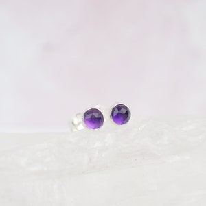 Amethyst Stud Earrings Amethyst Earrings Dainty Stud Earrings Simple Stud Earrings Hypoallergenic Studs image 2