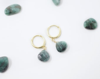 Emerald Hoop Earrings Gold Hoop Earrings Small Hoop Earrings Huggie Hoop Earrings Mini Hoop Earrings