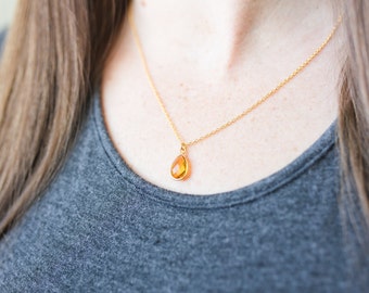 Citrine Necklace Crystal Necklace November Birthstone Necklace Gemstone Necklace Simple Necklace Birthstone Jewelry