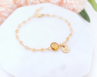 Citrin Armband Personalisierter Schmuck Citrin Schmuck Citrin Geburtsstein November Birthstone