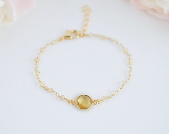 Citrine Bracelet Citrine Jewelry Gemstone Bracelet Citrine Birthstone Bracelet Crystal Bracelet Dainty Bracelet for Women