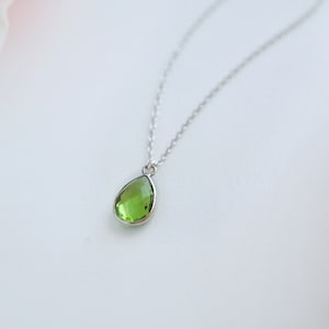 Sterling Silver Peridot Necklace - Peridot Pendant Necklace - Peridot Jewelry - August Birthstone Pendant Necklace