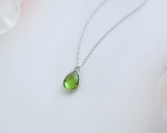 Sterling Silver Peridot Necklace - Peridot Pendant Necklace - Peridot Jewelry - August Birthstone Pendant Necklace