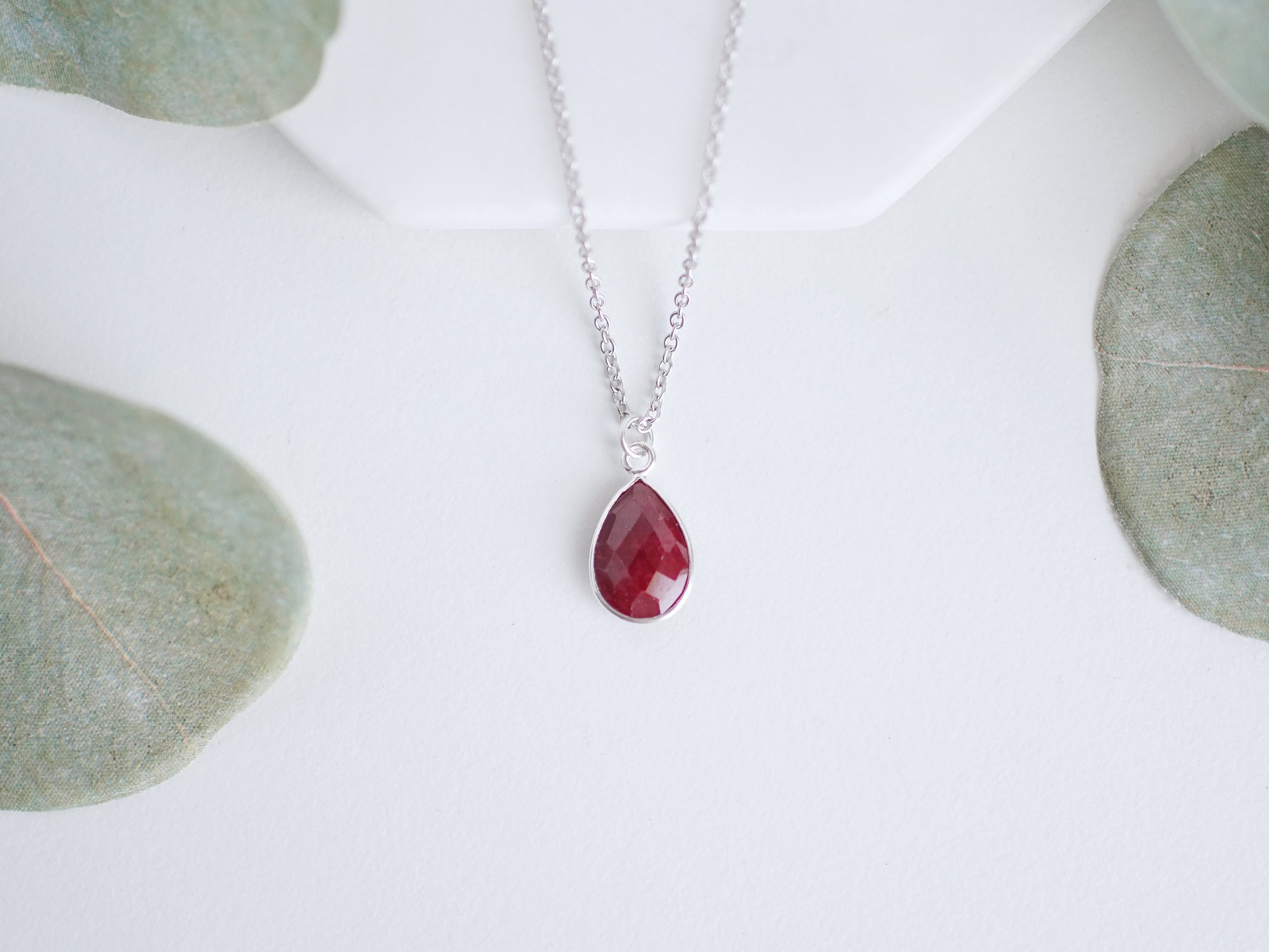 Silver Ruby Necklace - Etsy